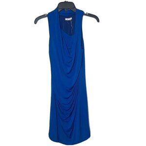 Helmut Lang Womens Sleeveless Side Cowl Bodycon Mini Dress Blue Petite TP Ruched